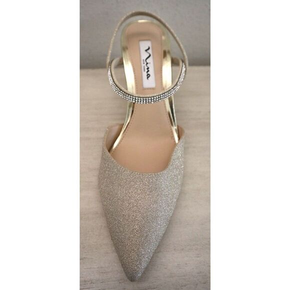 Nina New York Women's Sz 8M Gold Glitter Billie Mid-Heel Closed-Toe Pumps - Picture 9 of 11